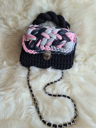 Shaded black marshmellow handmade crochet bag