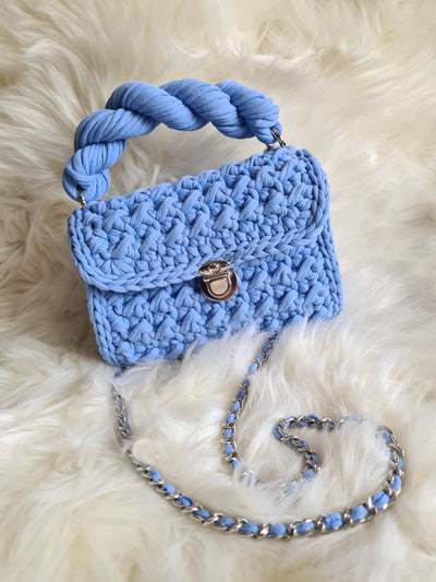 Bright pastel marshmellow handmade crochet bag