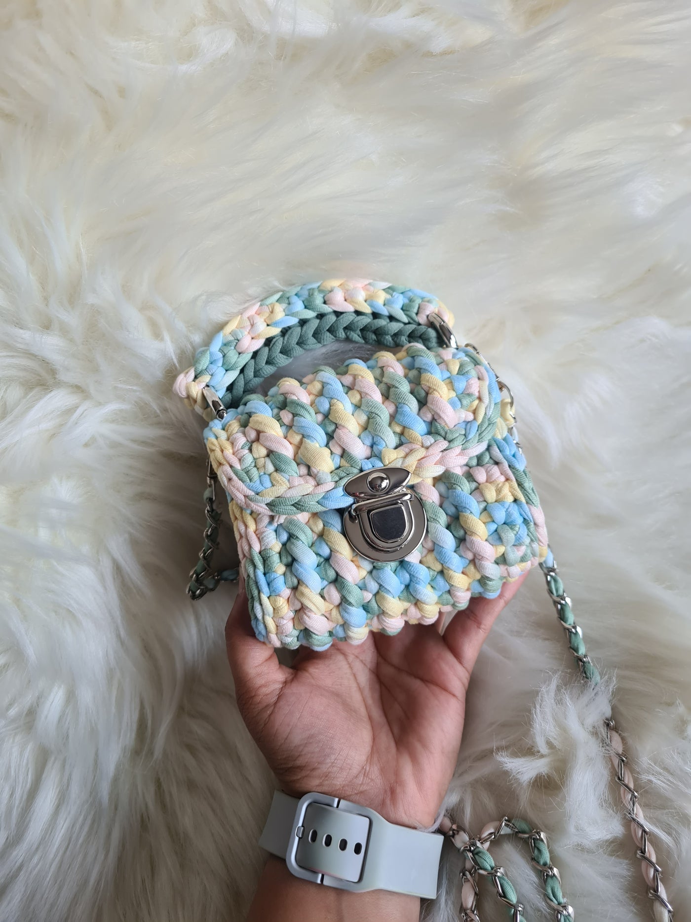 Shaded micro mini handmade crochet sling