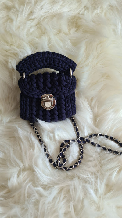Navy micro mini handmade crochet sling