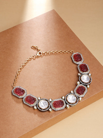 Antique Red Kundan Polki Necklace