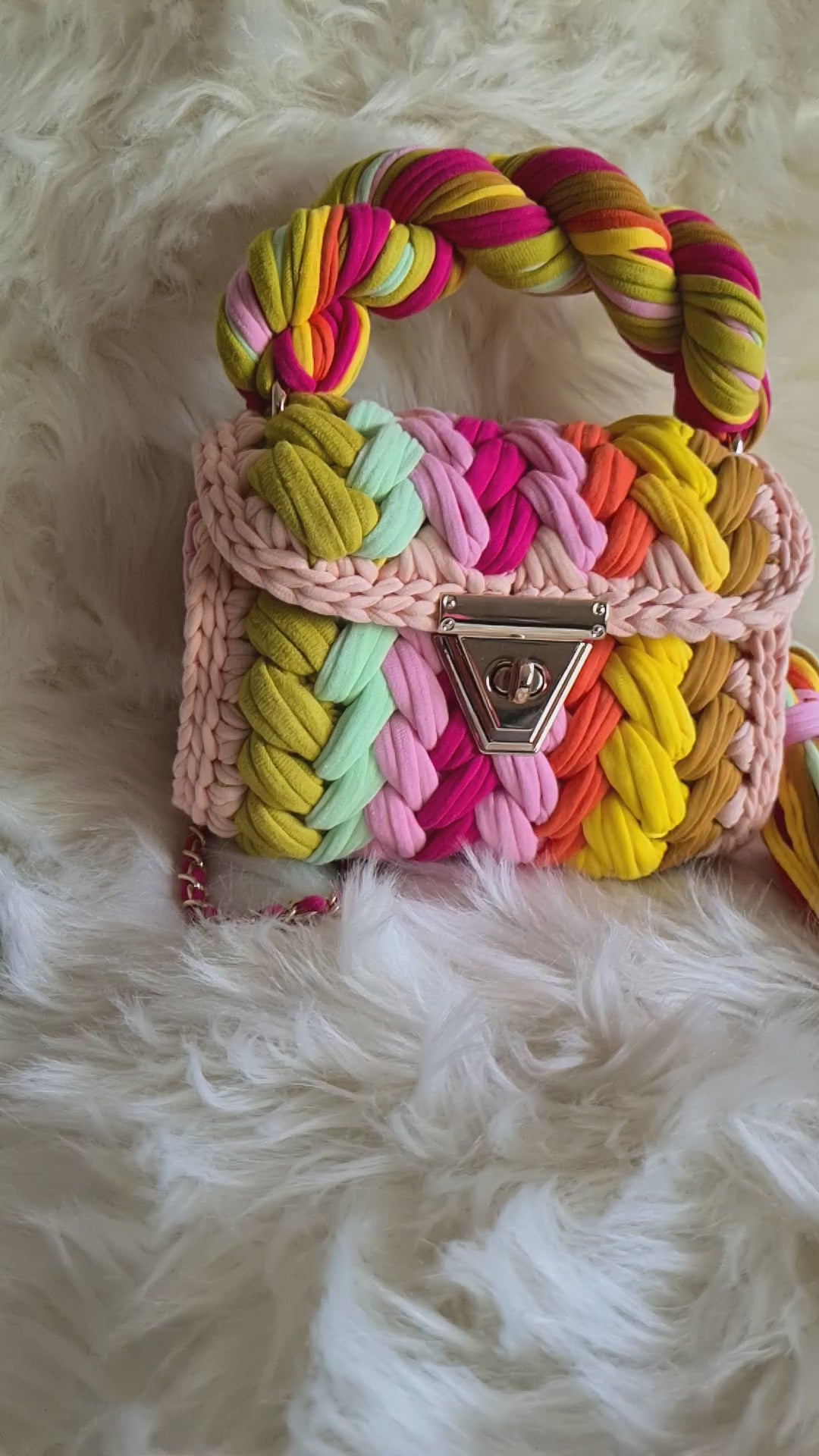 Multicolor marshmellow handmade crochet bag