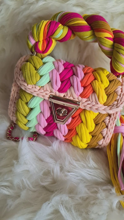 Multicolor marshmellow handmade crochet bag